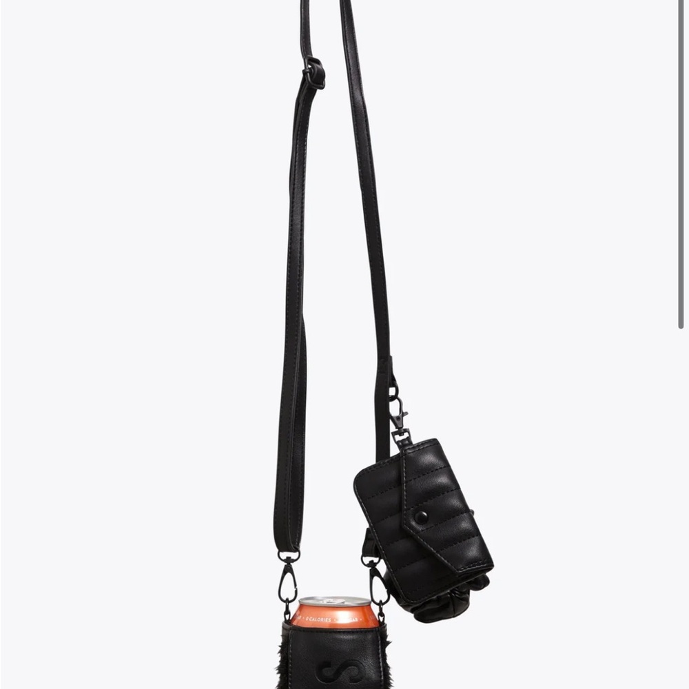 Black Crossbody Phone and Can Holder
